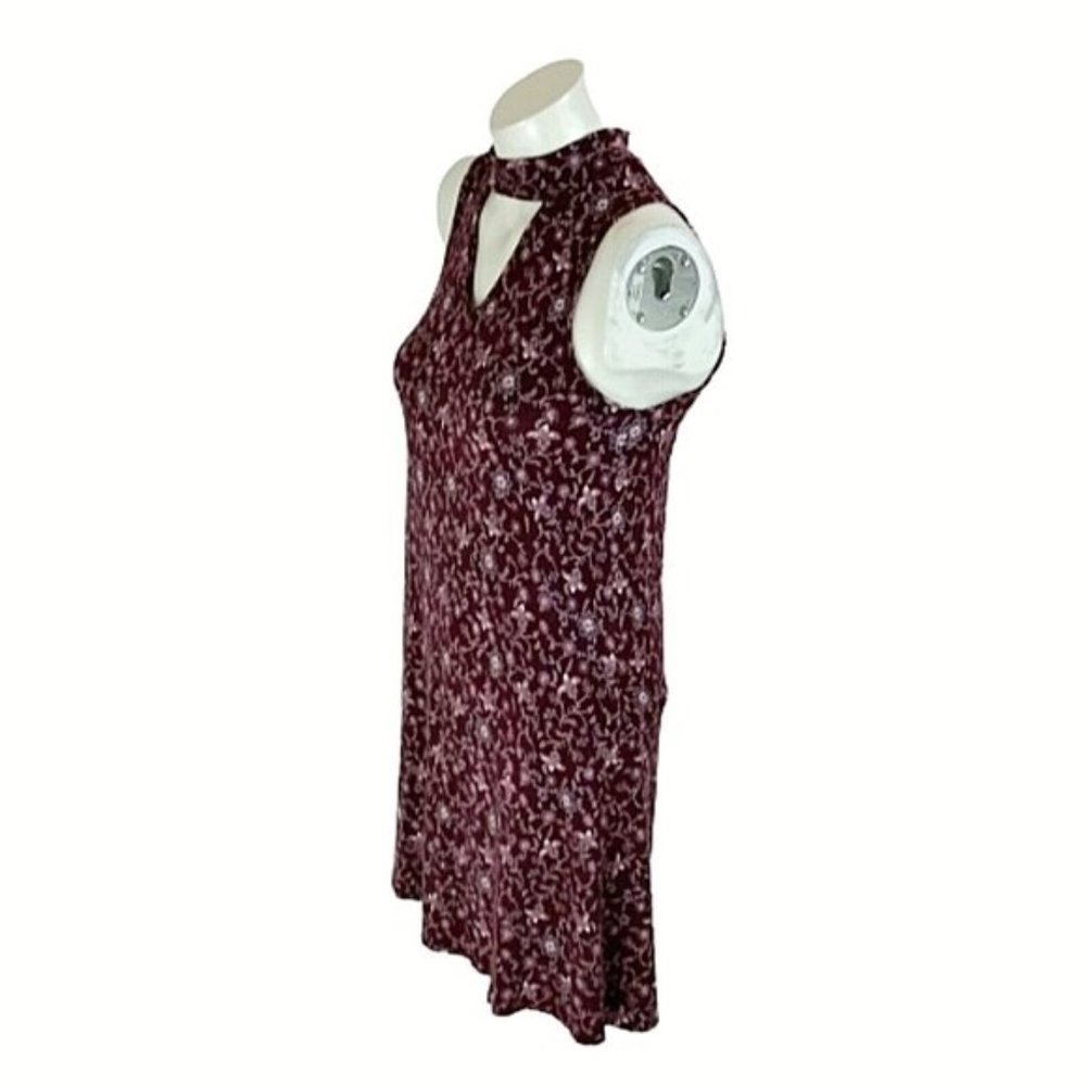 Aeropostale Burgundy Floral Choker Swing Dress - Picture 5 of 9